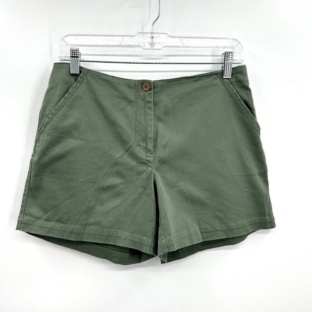 BOSTON PROPER Sage Green Pleated Back Cotton Spandex Summer Shorts Size 6